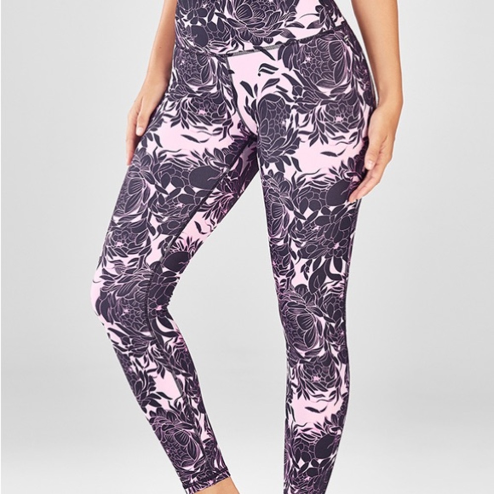 Fabletics Pink and Black Floral Leggings